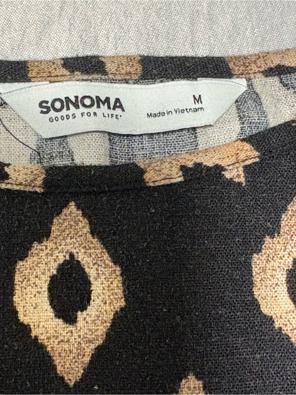 Sonoma Black and Cream Geometric Ruffle Sleeve Dress - Picture 4 of 6